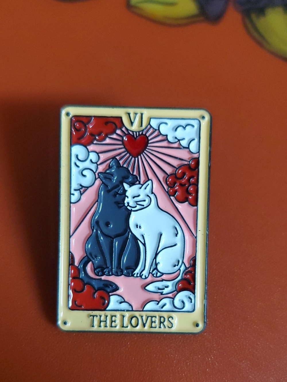 The Lovers Cat Tarot Enamel Pin - Pink